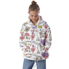 Fantasy-things-doodle-style-vector-illustration Kids  Oversized Hoodie by Jancukart