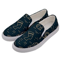 Dark-seamless-pattern-symbols-landmarks-signs-egypt -- Men s Canvas Slip Ons by Jancukart