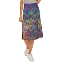 Dragon Fractal Pattern Texture Midi Panel Skirt by Wegoenart