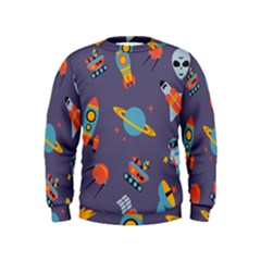 Space Seamless Pattern Kids  Sweatshirt by Wegoenart