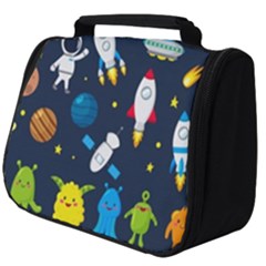 Big Set Cute Astronaut Space Planet Star Alien Rockets Ufo Constellation Satellite Moon Full Print Travel Pouch (big) by Wegoenart