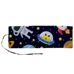 Space Seamless Pattern Roll Up Canvas Pencil Holder (m)