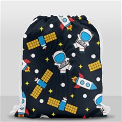 Seamless Adventure Space-vector Pattern Background Drawstring Bag (small) by Wegoenart