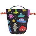 Seamless Pattern With Space Object Ufo Rocket Alien Hand Drawn Element Space Drawstring Bucket Bag View2