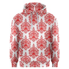 White And Red Ornament Damask Vintage Men s Overhead Hoodie by ConteMonfrey