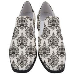 Black And White Ornament Damask Vintage Women Slip On Heel Loafers by ConteMonfrey