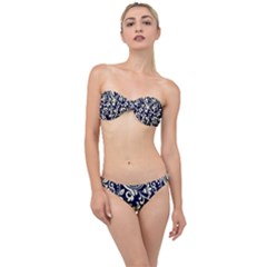 Blue Floral Tribal Classic Bandeau Bikini Set by ConteMonfrey