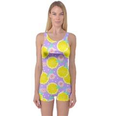 Purple Lemons  One Piece Boyleg Swimsuit by ConteMonfrey