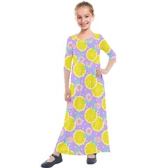 Purple Lemons  Kids  Quarter Sleeve Maxi Dress by ConteMonfrey