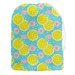 Blue Neon Lemons Drawstring Pouch (3xl) by ConteMonfrey