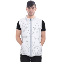 Going To Space - Cute Starship Doodle  Men s Puffer Vest by ConteMonfrey