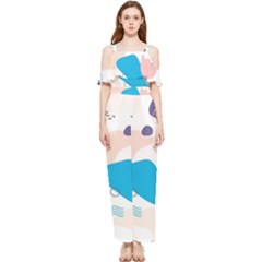 Hand-drawn-abstract-organic-shapes-background Draped Sleeveless Chiffon Jumpsuit