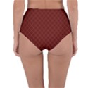 Diagonal Dark Red Small Plaids Geometric  Reversible High-Waist Bikini Bottoms View2