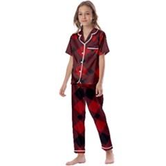 Red Diagonal Plaid Big Kids  Satin Short Sleeve Pajamas Set by ConteMonfrey