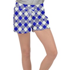 Blue Diagonal Plaids  Velour Lounge Shorts by ConteMonfrey