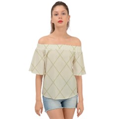 Discreet Cream Plaids Off Shoulder Short Sleeve Top by ConteMonfrey