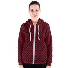 Diagonal Red Plaids Women s Zipper Hoodie by ConteMonfrey