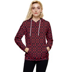 Diagonal Red Plaids Women s Lightweight Drawstring Hoodie by ConteMonfrey