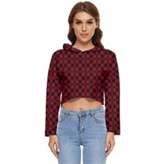 Diagonal Red Plaids Women s Lightweight Cropped Hoodie by ConteMonfrey