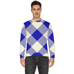 Blue And White Diagonal Plaids Men s Fleece Sweatshirt by ConteMonfrey