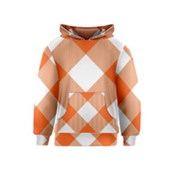 Orange And White Diagonal Plaids Kids  Pullover Hoodie by ConteMonfrey