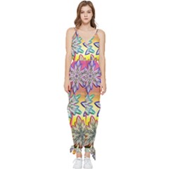 Flower Nature Garden Bloom Flora Sleeveless Tie Ankle Chiffon Jumpsuit by Ravend