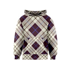 Blue, Purple And White Diagonal Plaids Kids  Pullover Hoodie by ConteMonfrey