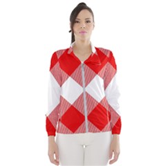 Red And White Diagonal Plaids Women s Windbreaker by ConteMonfrey