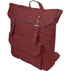 Red Diagonal Plaids Buckle Up Backpack by ConteMonfrey