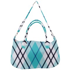 Ice Blue Diagonal Plaids Removal Strap Handbag by ConteMonfrey