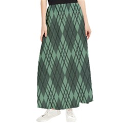 Dark Green Multi Colors Plaid  Maxi Chiffon Skirt by ConteMonfrey