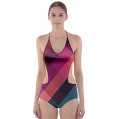 Multicolor Plaids Cut-out One Piece Swimsuit