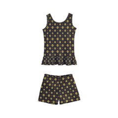 Small Golden Plaids Kids  Boyleg Swimsuit by ConteMonfrey