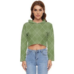 Discreet Green Tea Plaids Women s Lightweight Cropped Hoodie by ConteMonfrey