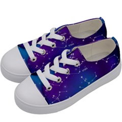 Realistic Night Sky With Constellation Kids  Low Top Canvas Sneakers by Wegoenart