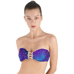 Realistic Night Sky With Constellation Twist Bandeau Bikini Top by Wegoenart