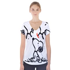 Snoopy Love Short Sleeve Front Detail Top by Jancukart