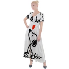 Snoopy Love Button Up Short Sleeve Maxi Dress by Jancukart