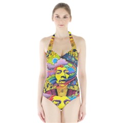 Psychedelic Rock Jimi Hendrix Halter Swimsuit