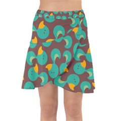 Vector-illustration-seamless-pattern-with-cartoon-duck Wrap Front Skirt by Wegoenart