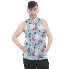 Classy Swan Pattern Men s Sleeveless Hoodie by Wegoenart