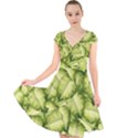 Seamless-pattern-with-green-leaves Cap Sleeve Front Wrap Midi Dress View1