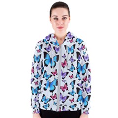 Decorative-festive-trendy-colorful-butterflies-seamless-pattern-vector-illustration Women s Zipper Hoodie by Wegoenart