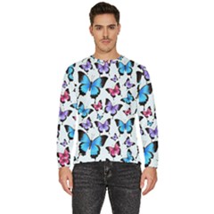 Decorative-festive-trendy-colorful-butterflies-seamless-pattern-vector-illustration Men s Fleece Sweatshirt by Wegoenart