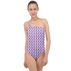 Purple Design Classic One Shoulder Swimsuit