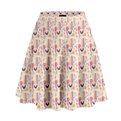 Orange Pattern High Waist Skirt