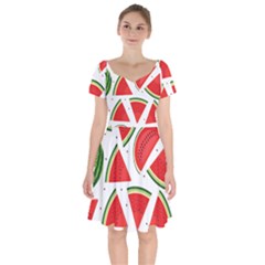 Watermelon Cuties White Short Sleeve Bardot Dress by ConteMonfrey