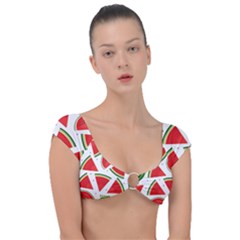 Watermelon Cuties White Cap Sleeve Ring Bikini Top by ConteMonfrey