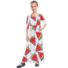 Watermelon Popsicle   Kids  Quarter Sleeve Maxi Dress by ConteMonfrey