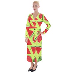 Pastel Watermelon   Velvet Maxi Wrap Dress by ConteMonfrey